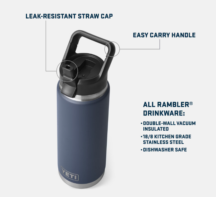 YETI Canada Limited, YETI RAMBLER® 26 OZ WATER BOTTLE WITH STRAW CAP